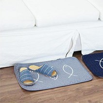 목화솜충전 면소재 쿠션 주방발매트 인테리어매트 주방매트, 물고기패턴 그레이
