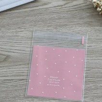 화이트데이 opp핑크도트 접착비닐 100매 초콜릿 쿠키 마카롱 사탕 선물 포장지, 1세트