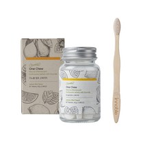 [이노블] 원츄 고체치약 레몬민트 60정 120정 대나무칫솔 증정, 60정(유리병)