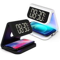 올인원 고속 무선충전기 에어팟프로 버즈 무선충전 다용도 UVC 살균기 탁상 알람시계 AL900UV, 화이트+고속충전아답터