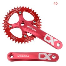 104BCD 자전거 스퀘어 홀 크랭크 170mm 산악 자전거 크랭크 323436384042T 좁은 와이드 체인링 MTB 스프로킷 자전거 크랭크, 40T 레드 세트, 협동사