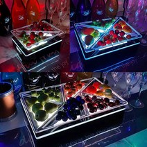 LED 조명 안주 접시 바 과일 불빛 나오는 디저트 그릇, 6칸 퍼플 38x25cm