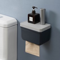 똑소녀 타공없이 붙이는 접착식 화장실 방수 휴지걸이, 그레이