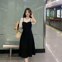 여성 레이스 패치 반팔 미디엄 원피스MJS23022808