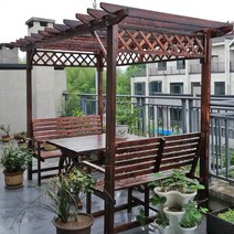 조립식 대형 옥상 파고라 원두막 정자 부식 방지 목재, 정자 300x165x212cm 의자2개 추가