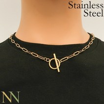 10 조각 스테인레스 스틸 클립 목걸이 변색 무료 종이 클립 체인 골드 직사각형 링크 체인 계층화 된 목걸이 여성용