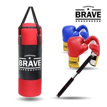 BRAVE 파워샌드백 A세트(샌드백+글러브+철봉), 샌드백+철봉+글러브 레드(대)