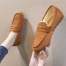 어그 로퍼 양털 공효진 모카신 따뜻한 모피 슬립 라운드 발가락 얕은 미끄럼 방지
