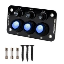 카라반 캠핑카 부품 수리용품 24v 12v led 스위치 패널 라이트 토글 퓨즈 보호 자동차 자동차 액세서리 해양 보트 트럭 트레일러 camper caravan rv, 검은색