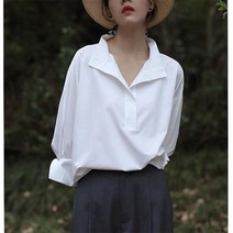 여성 봄 여름 프렌치 바스락 블라우스 빅사이즈 루즈핏 출근룩 셔츠 40대 크롭