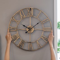 플라이토 로마 철제 무소음 인테리어 벽시계 50cm 집들이 개업 이사 선물시계, 아트픽스 대리석 아트월 전용걸이 (대형), 골드
