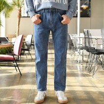 게리오 깔끔한 워싱이 돋보이는 세미와이드 데님팬츠