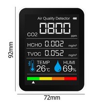 이산화탄소 복합가스 co2 가스 측정기 경보기 CO2 이산화탄소 감지기 공기 품질 측정 장치 지능형 공기 테스터 온도-습도-표시 가스 측정, 하얀