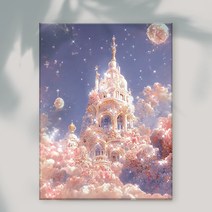오로라데코덴 캔버스형 보석십자수 40x50cm, MK143 풍경 구름 위 꿈의 궁전