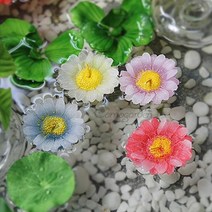 꼬모가든 데이지 플로팅 캔들 1P (길쭉형) 수반 어항 연못 장식 물의 정원 인테리어 소품, 노랑(무향)