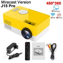 미니 빔프로젝터 Salange 프로젝터 J15 Pro 480*360 픽셀 지원 1080P HDMI USB 비머 홈 미디어 플레이어 키즈 선물 PK YG300, Yellow Miracast_영국 플러그