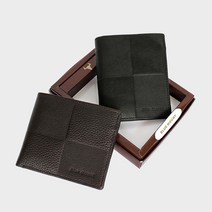 돌드업 선물로 좋은 남성 격자 가죽패턴 슬림형 반지갑 2색 남자