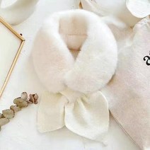 퍼목도리 넥워머 인조 모피 스카프 여성 격자 양모 스티칭 토끼털 크로스 플러시 칼라 숙녀를 위한 귀여운