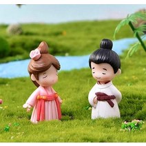연인 피규어 커플 미니어처 데스크탑 홈 장식 사람들 소년 소녀 모델 공주 요정 그놈 발렌타인 데이 선물 인형 집, 핑크 세트 5cm