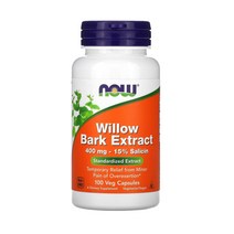 Now Foods 나우 푸드 윌로우 바크 400mg 100정 버드나무 껍질 효능 효과, 1개, 기본