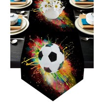테이블축구 스포츠게임 세트부품 실내 실외 게임 축구 스포츠 축구 스플래시 잉크 테이블 러너 홈 장식 저녁 식탁보 웨딩 파티 럭셔리 테이블 러너, 6pcs 테이블 매트