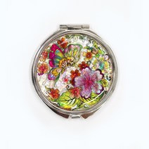 박씨상방 나전칠기 자개 손거울K 중 휴대용 원형 거울 미니 전통 외국인 선물, K-흰꽃나비, 1개