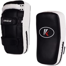 Kruzak 무에타이 킥 패드 킥복싱 무술용 스트라이크 쉴드 스파링 태권도 MMA 가라테 전투 스포츠용 (블랙화이트 싱글 팩), Pack of 1