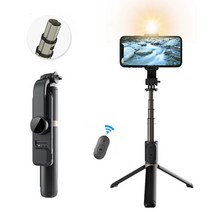탑토퍼 무선 블루투스 삼각대 셀카봉 (조명포함) 360도 회전이 알루미늄합금, 블랙