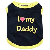 Pet Dog T-Shirt I Love My Daddy Mommy Vest Gift Costume Clothes for Small Puppy Cat Kitten Yorkshire, 1