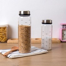 3가지 크기조절 계량 눈금 유리양념병 2개 진공밀폐용기 저장병, 500ml