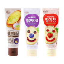 마늘버터스프레드 +블루베리잼 +딸기잼(빵 위에 요거트 토핑으로 손쉽게 짜먹는/튜브형), 상세설명