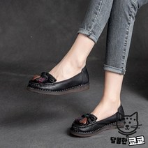 고무창 가죽단화 여성단화 쿠션 캐주얼 가죽로퍼 여성 수술 단화 가죽 가죽신발 발편한