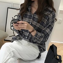 체크 남방 루스핏 셔츠 명품 여성 오버핏