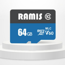 래미즈 마이크로SD카드 TF카드 MLC UHS-I V60 U3 100MB/초 블랙박스용 4K UHD 지원, 64GB