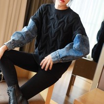 이너 풀오버 후드 털실 상의 가을겨울 두꺼운 소매니트 여성 와이드 루즈핏 굵은 꽈배기스웨터 1766929099