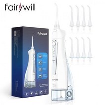 Fairywill-휴대용 구강 세척기 물 플로셔 치과 치아 클리너 USB 충전식 300ML 탱크 8 노즐 포함, CHINA_FW-5020E-White
