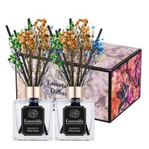 에스메랄다 스퀘어 디퓨저 150ml 2개입 라벤더 청포도 선물세트, 멀티플라워(2p)포함, 화이트 머스크X1세트