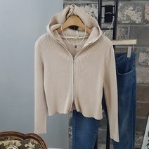 상상그이상 여성용 지퍼 가디건 골지 투웨이 후드니트 슬림핏 간절기 코디하기 좋은 포근한 캐주얼 더블지퍼 트렌디한 긴소매 페미닌 무지 니트