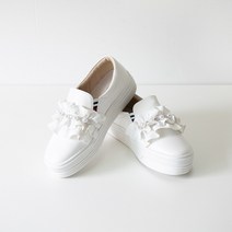 르본디 국내제작 단화 프릴 진주 통굽 키높이 슬립온 4cm