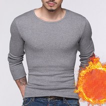 발열내복 기능성내의 남성용 솔리드 컬러 보온 속옷 두꺼운 셔츠 긴팔 상의 캐쥬얼 보온 겨울 언더셔츠