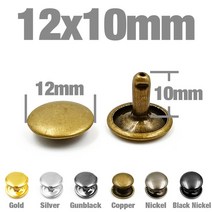 리벳건 전동 리벳못 100 세트 5-12mm 금속 더블 캡 리벳 스터드 라운드 네일 스파이크 가죽 공예 수리 신발 가방 벨트 의류 액세서리, [23] 12x10mm, [04] Gun Black