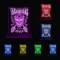 라이프 스타일 Vaping Hipster Skull Led 네온 라이트 사인 Vape Shop 데스크탑 비즈니스 디스플레이 로그, 02 Black Base