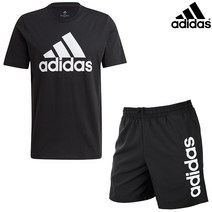 아디다스 정품 2021 스포츠 데일리 여름 풀코디 상의 하의 세트 블랙