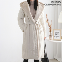 모리스커밍홈 후드 퍼안감 벨티드 패딩 코트 M2211PD608D