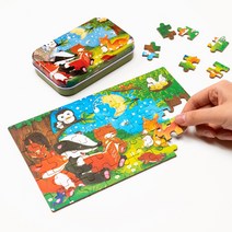 [바이오로드 60피스 틴케이스 퍼즐 ] 어린이 동화 그림 미니 직소 판퍼즐, 공룡친구들