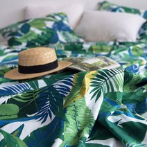 소잉홀릭 면20수) 포레스트골드(화이트) - NSCR/힐링 /보태니컬/트로피칼원단