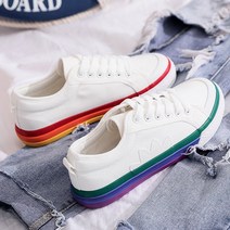 도오빠 커비스 여성 스니커즈 운동화 캔버스화 3CM 키높이 로우힐 플랫 레이스업 무지개 사계절 무지 여자스니커즈 신발