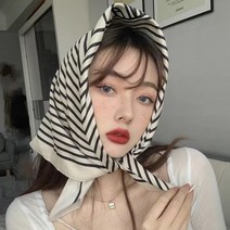 춘게엘 캐슈 플라워 스카프 스몰 스퀘어 스카프 헤어밴드 여 봄가을 머리장식 리본장식 스몰넥타이L952