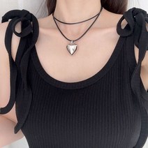 볼드 큰 하트 스트랩 끈 한소희 목걸이