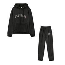 Ranberone 가을 겨울 Tracksuit 스웨터 탑스와 바지 Two Piece Suit 여성 바지 캐주얼 Sportwear Runing Matching Set, L, Black